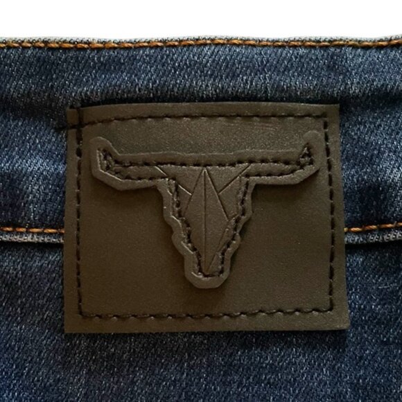 Plus Size Western Frayed Hem Denim Mini Skirt Stretchy Cowgirl Rocker Sz 14 - Picture 4 of 12